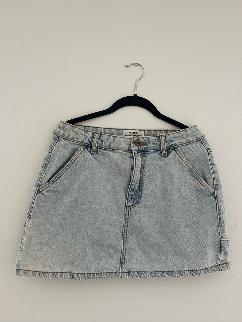 Cotton On Faded Light Blue Denim Mini Skirt